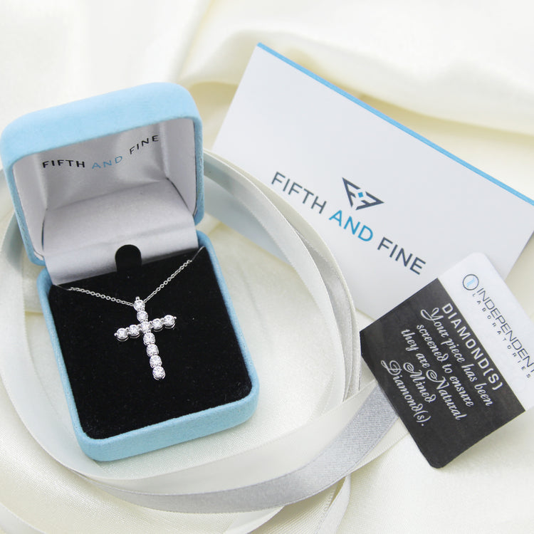 1ct tw Diamond Cross Pendant in Sterling Silver