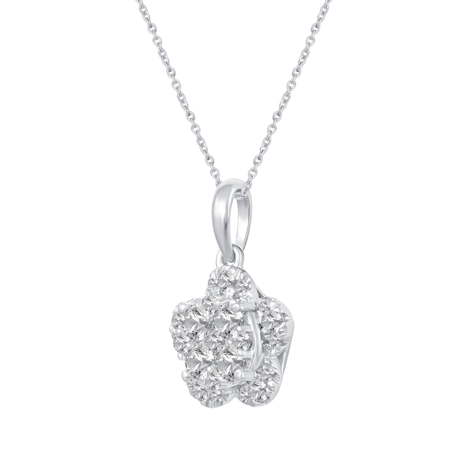 1/2 Cttw Flower Diamond Pendant in 14K White Gold