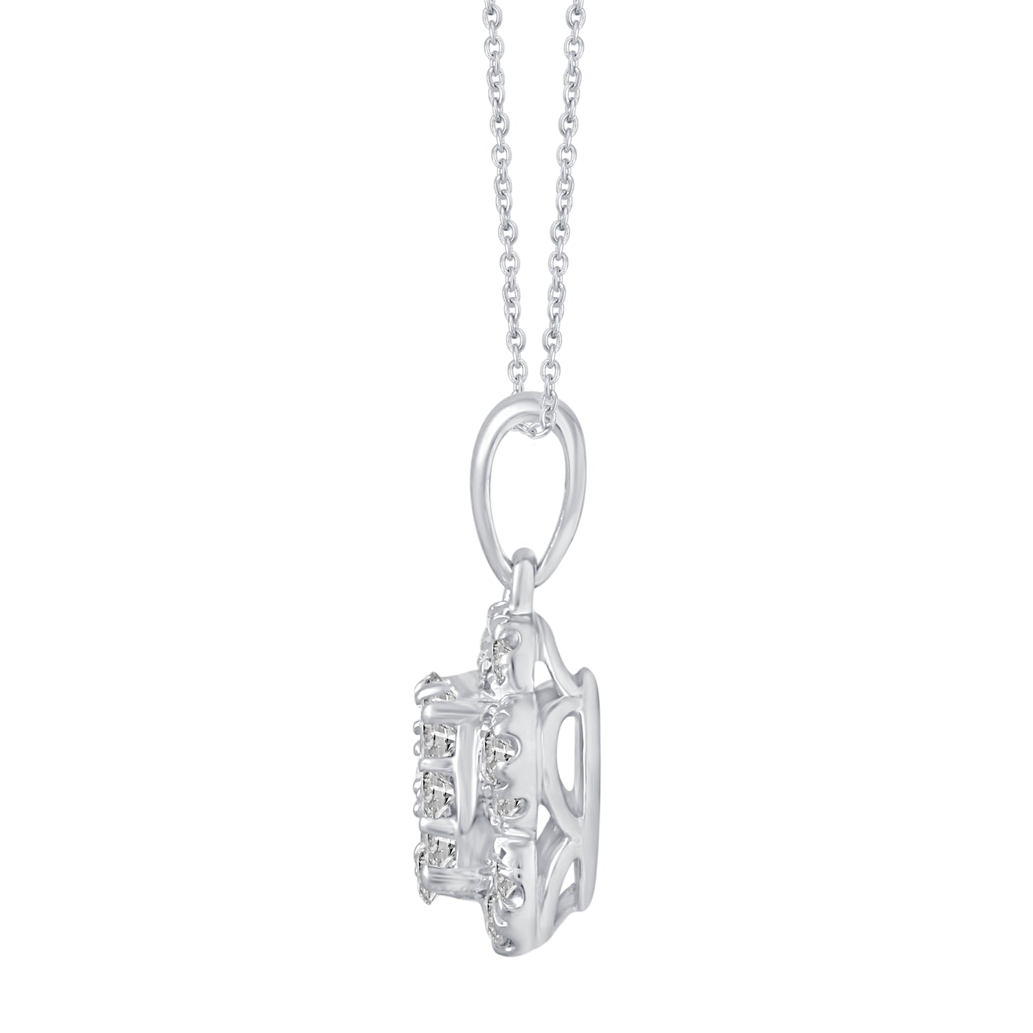 1/2 Cttw Flower Diamond Pendant in 14K White Gold