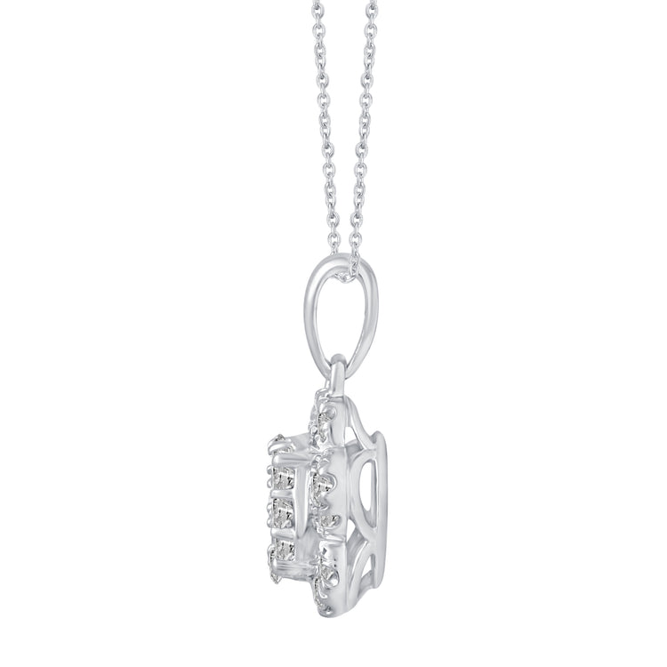 1/2 Cttw Flower Diamond Pendant in 14K White Gold