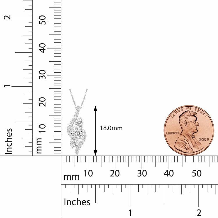 1/2 CTW Diamond Elegant Trilogy Pendant Necklace set in 925 Sterling Silver
