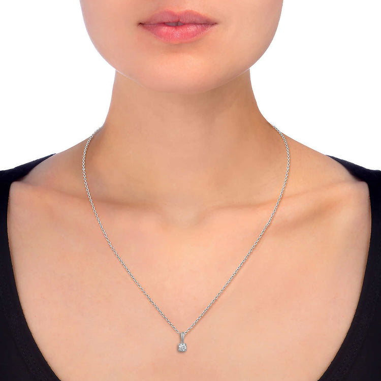 14K Gold 1/5 Carat TW Natural Round (I1-I2 Clarity) Diamond Pendant Necklace in White, Rose or Yellow Gold