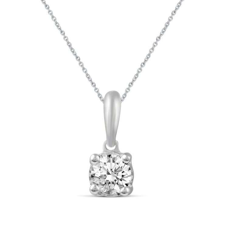 14K Gold 1/5 Carat TW Natural Round (I1-I2 Clarity) Diamond Pendant Necklace in White, Rose or Yellow Gold
