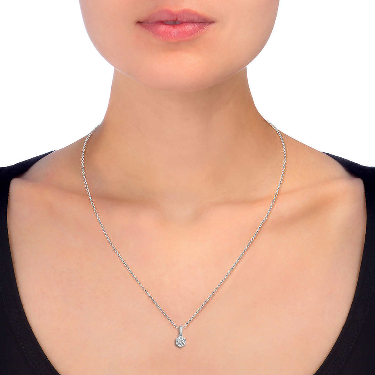 14K Gold 1/4 Carat TW Natural Round Diamond Hexagon Pendant Necklace in White, Rose or Yellow Gold