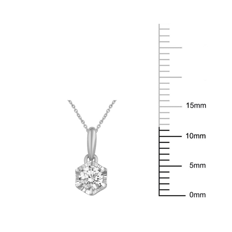 14K Gold 1/4 Carat TW Natural Round Diamond Hexagon Pendant Necklace in White, Rose or Yellow Gold
