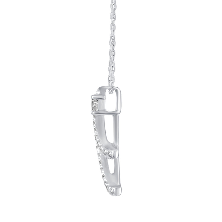 1/3 CT TW Diamond Duo Pave Swirl Pendant Necklace in 925 Sterling Silver