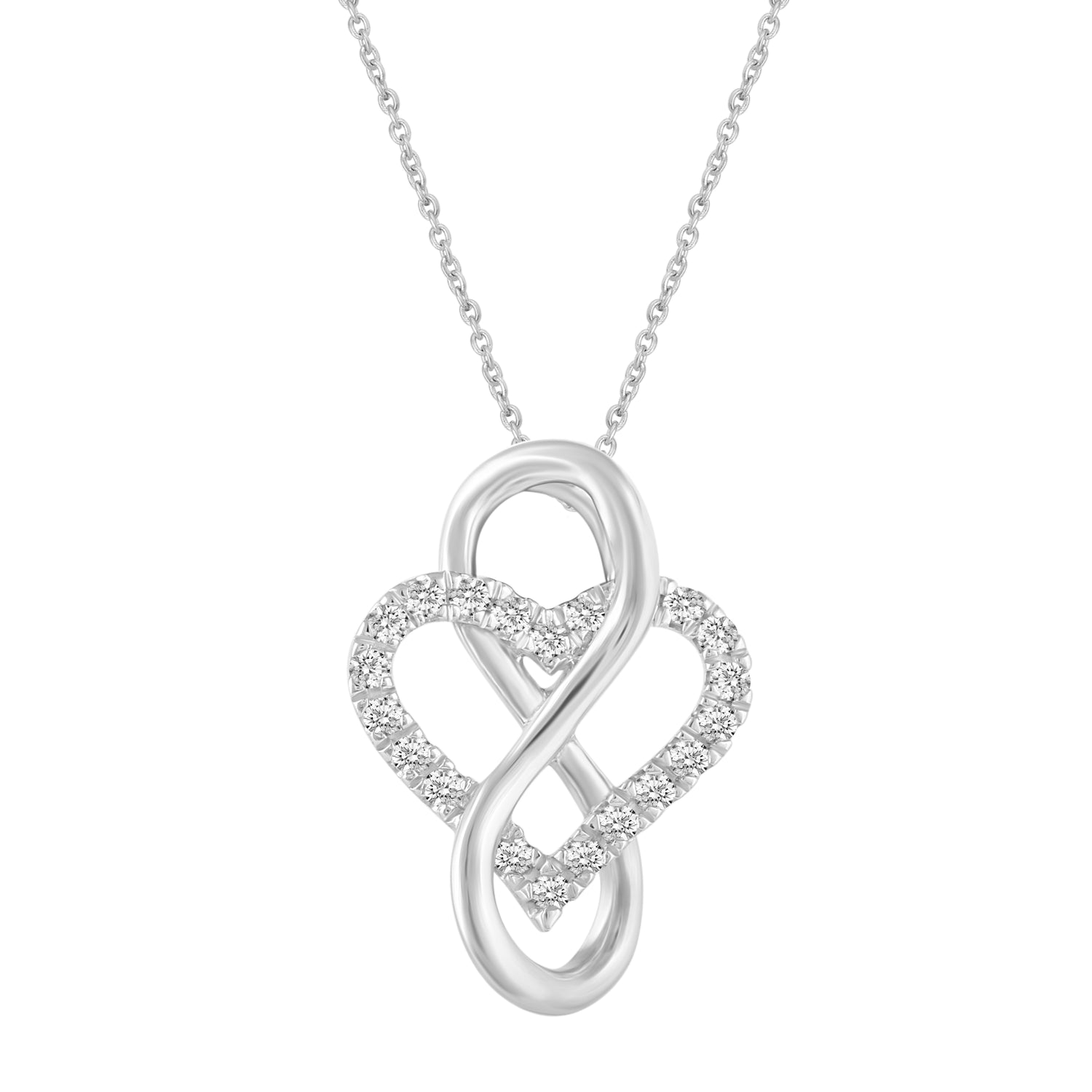1/6 CT TW Diamond Infinity Heart Pendant Necklace in 14K Gold