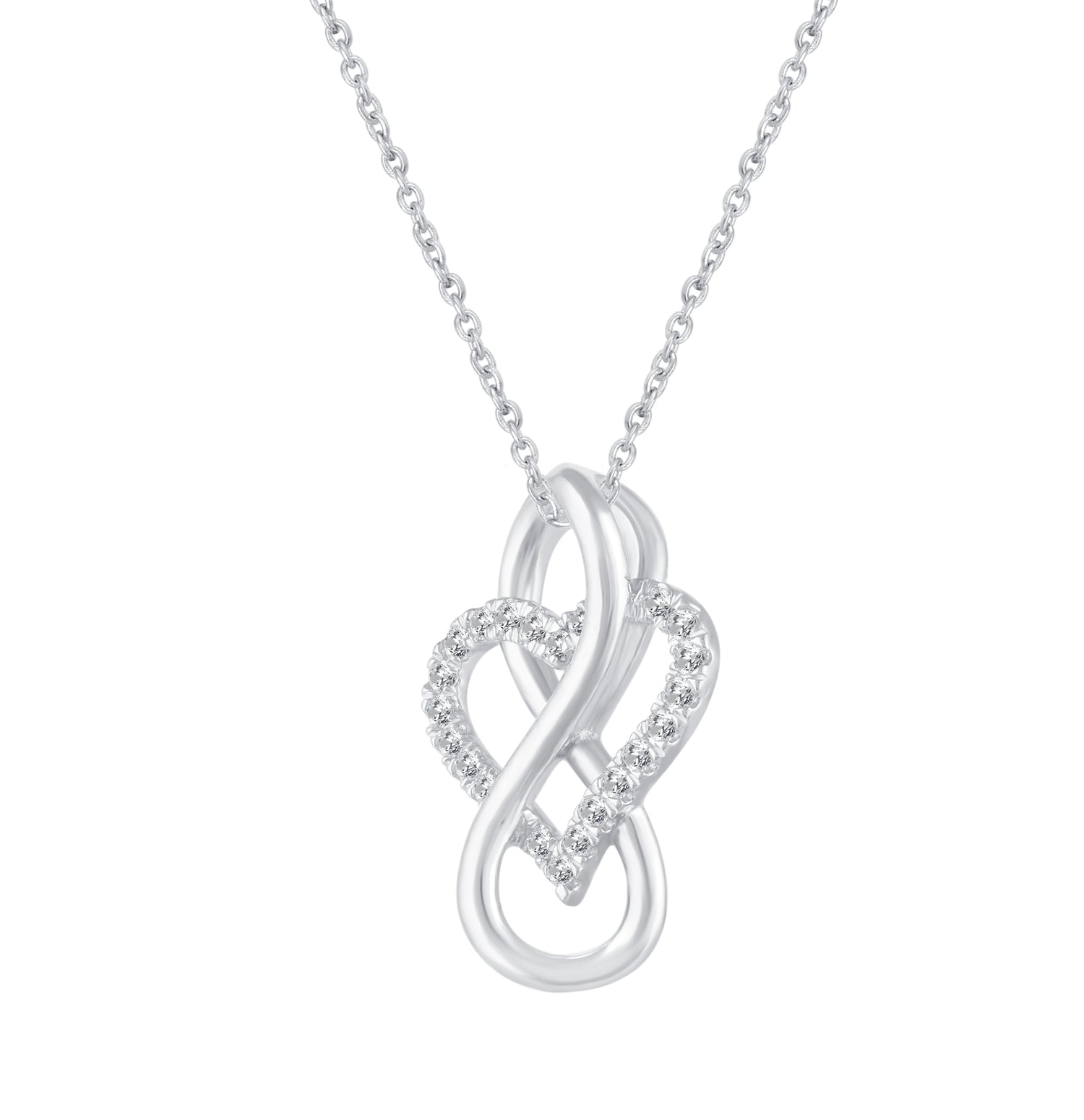 1/6 CT TW Diamond Infinity Heart Pendant Necklace in 14K Gold