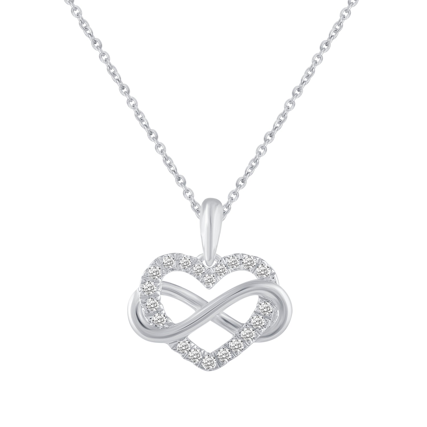 1/6 CT TW Diamond Infinity Heart Love Pendant Necklace in 14K Gold