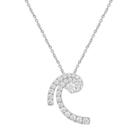 3/8 CT TW Diamond Duo Swirl Pendant Necklace in 925 Sterling Silver