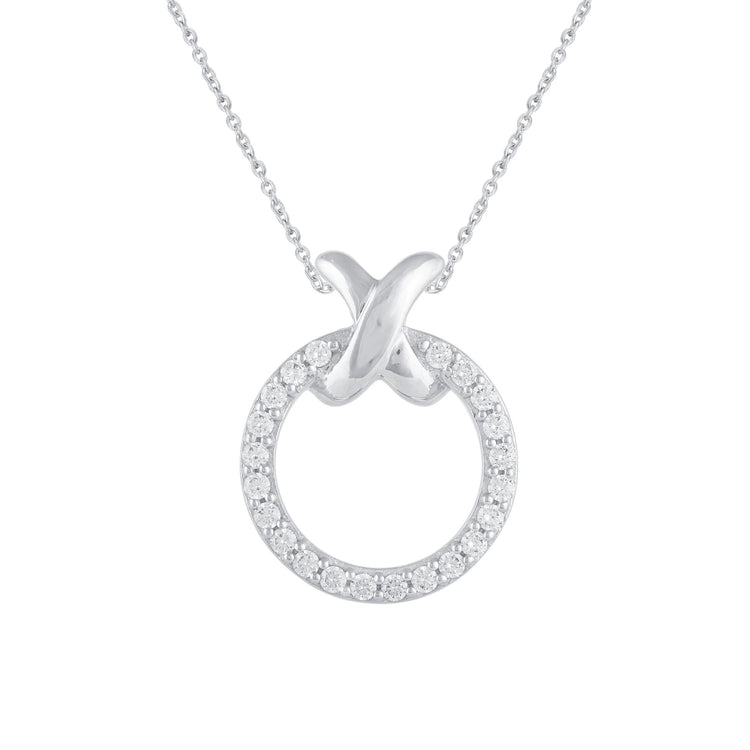 1/5-1/2 Carat T.W. Diamond XO Pendant Necklace set in 925 Sterling Silver