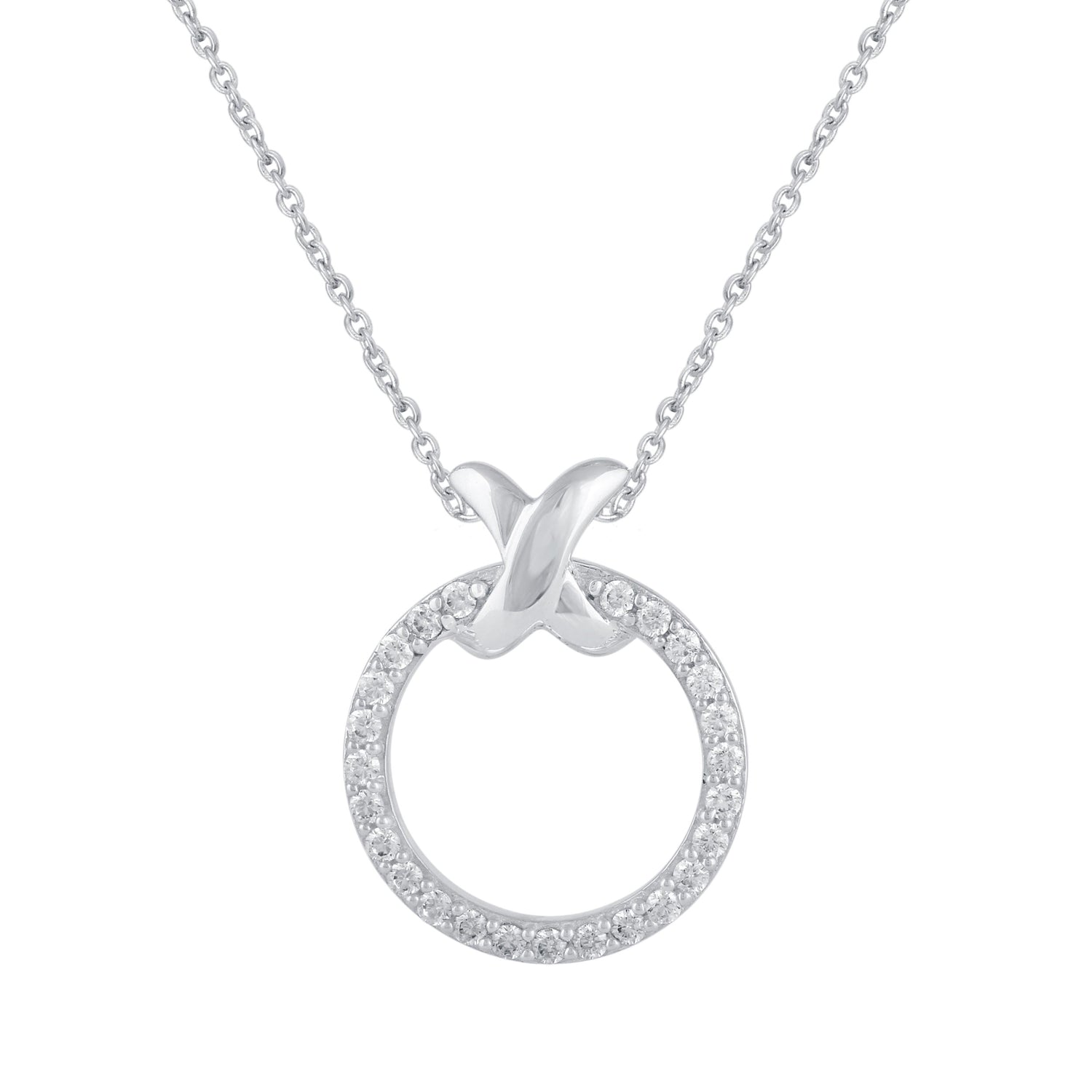 1/5-1/2 Carat T.W. Diamond XO Pendant Necklace set in 925 Sterling Silver