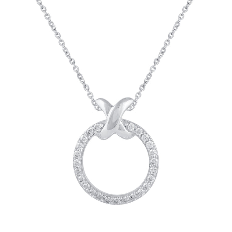 1/5-1/2 Carat T.W. Diamond XO Pendant Necklace set in 925 Sterling Silver
