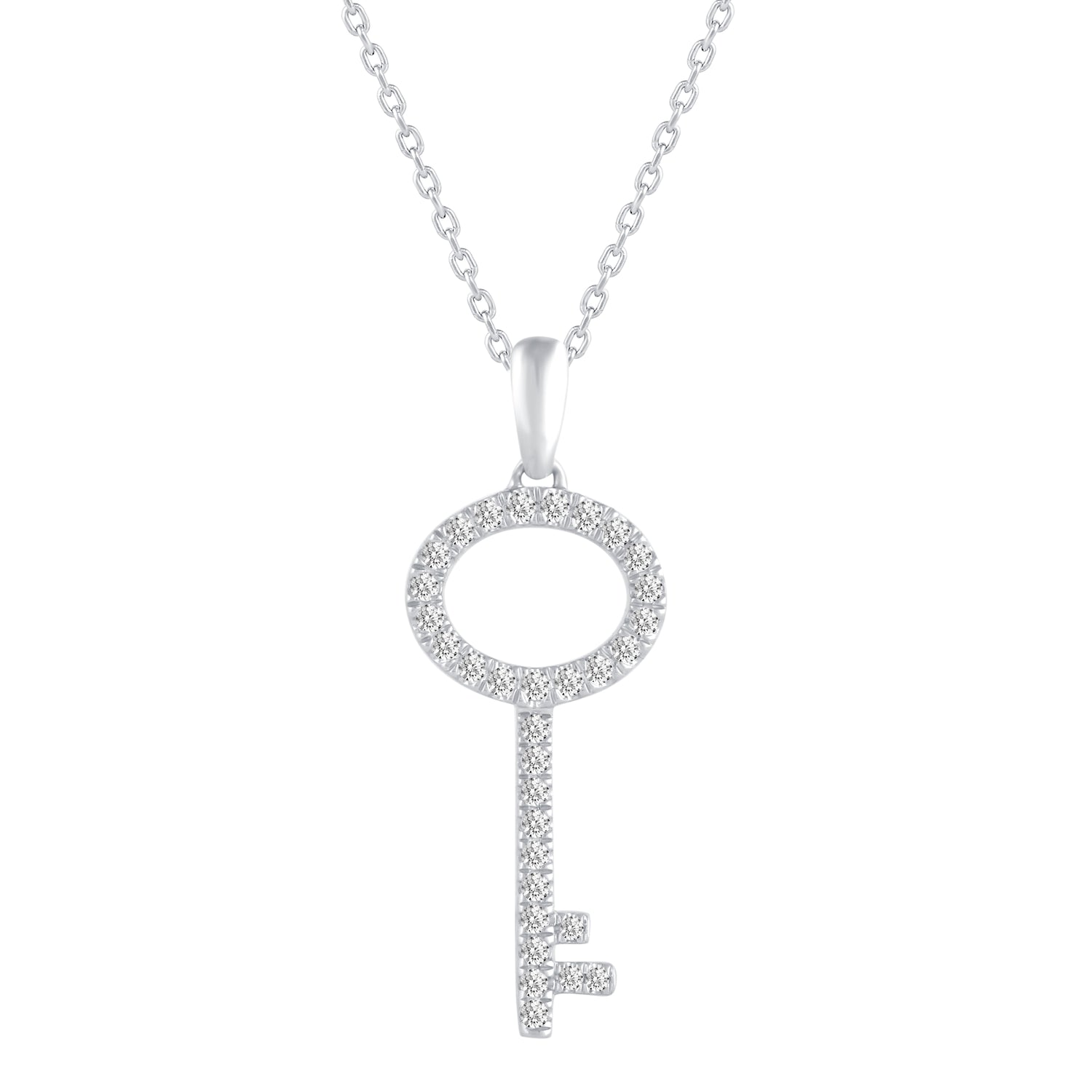 Key To Your Heart 1/4 Cttw Natural Diamond Pendant Necklace set in 925 Sterling Silver
