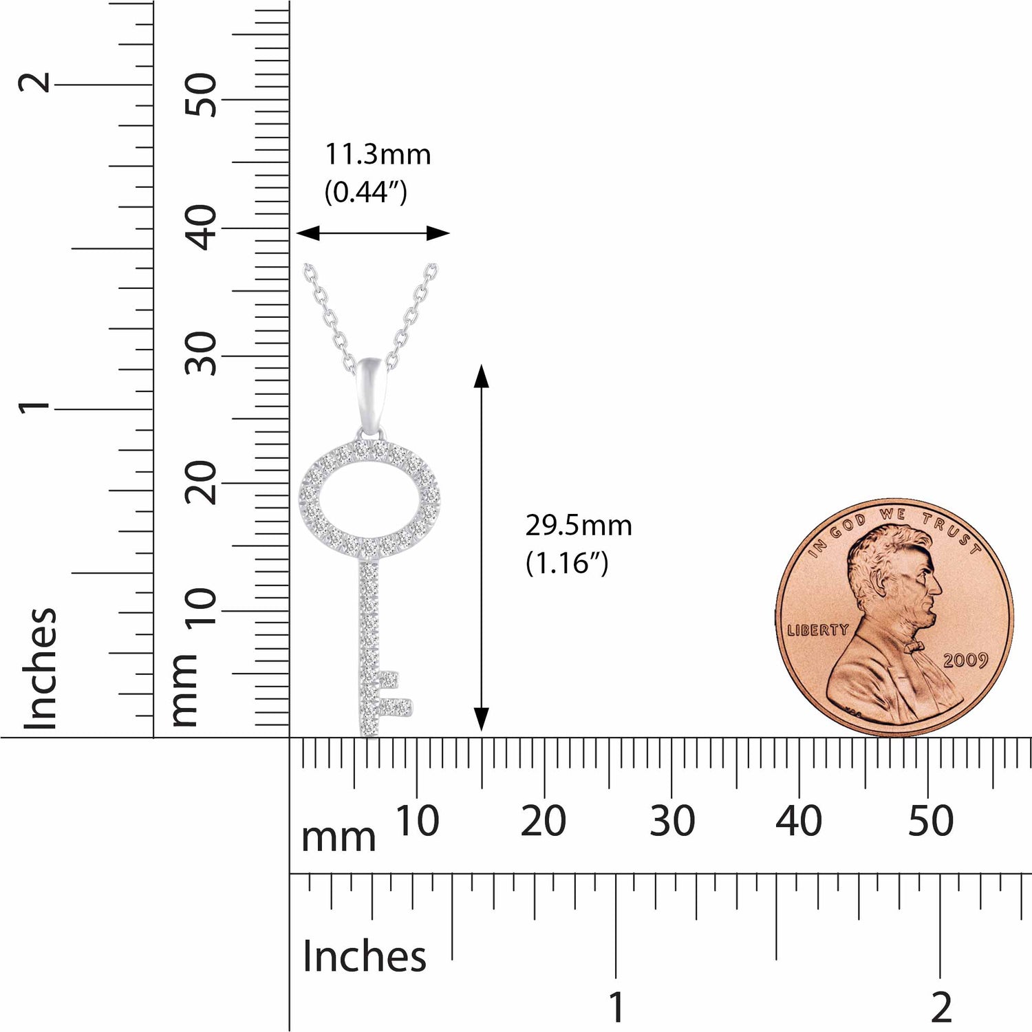 Key To Your Heart 1/4 Cttw Natural Diamond Pendant Necklace set in 925 Sterling Silver