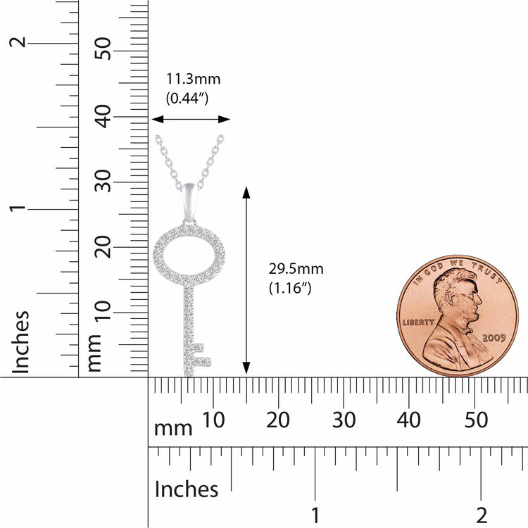 Key To Your Heart 1/4 Cttw Natural Diamond Pendant Necklace set in 925 Sterling Silver