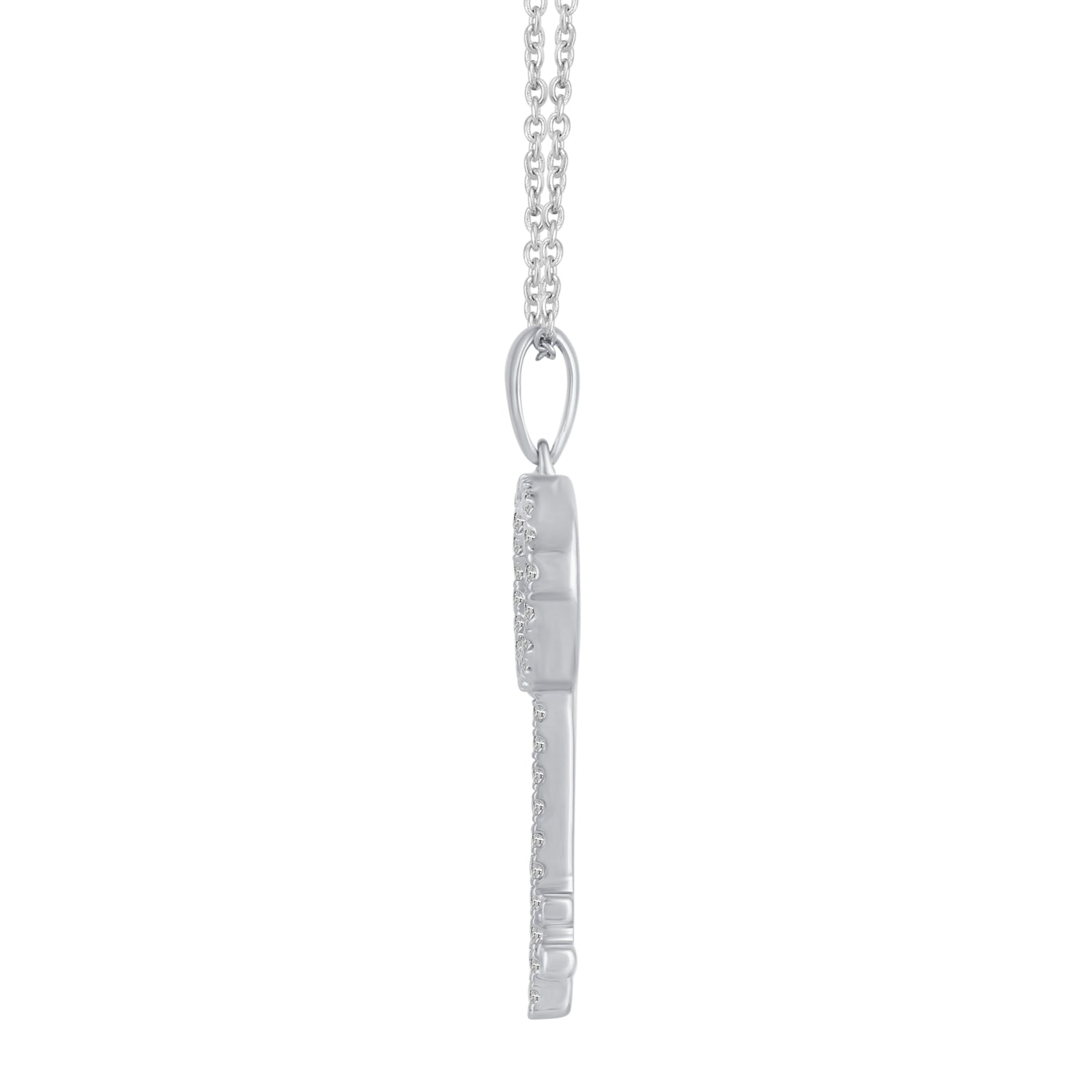 Key To Your Heart 1/4 Cttw Natural Diamond Pendant Necklace set in 925 Sterling Silver