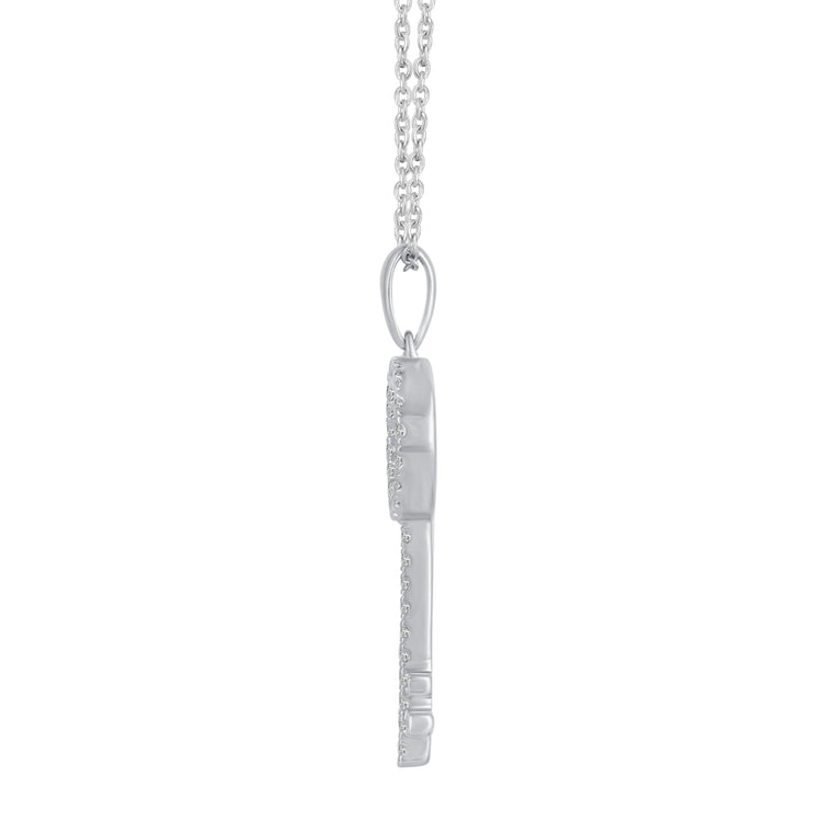 Key To Your Heart 1/4 Cttw Natural Diamond Pendant Necklace set in 925 Sterling Silver
