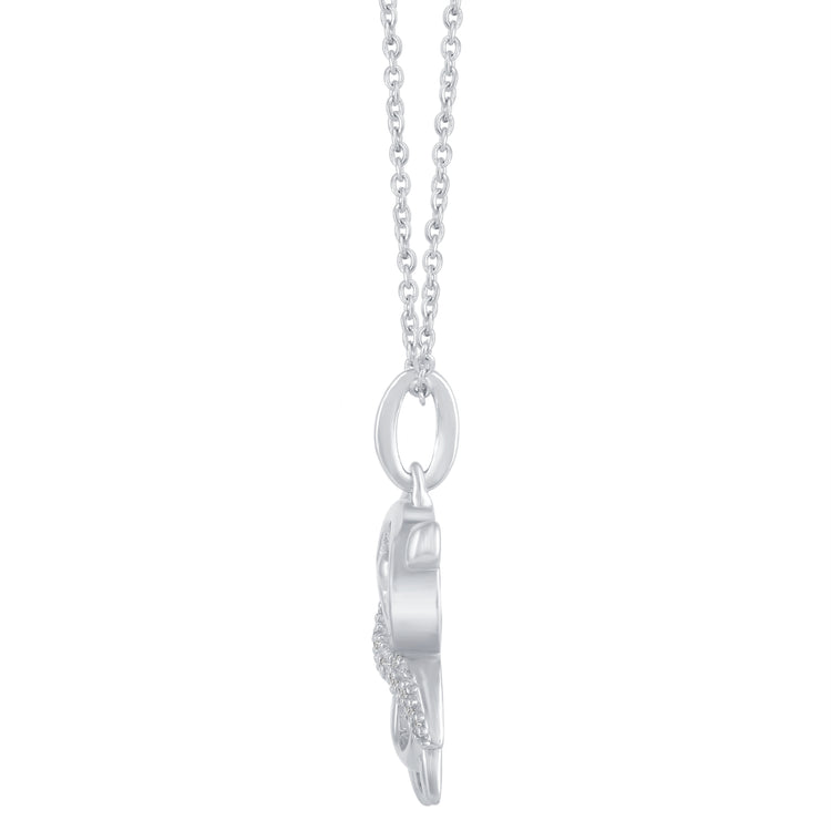 1/20 Ctw Panda Good Luck Fortune Pendant Necklace with Natural Round Diamonds Set in 925 Sterling Silver