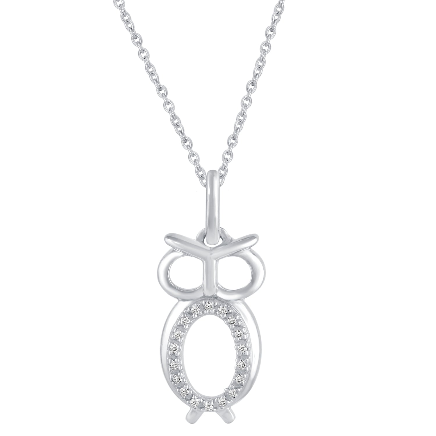 1/20 Ctw Owl Wisdom Pendant Necklace with Natural Round Diamonds Set in 925 Sterling Silver animal holiday gift birthday