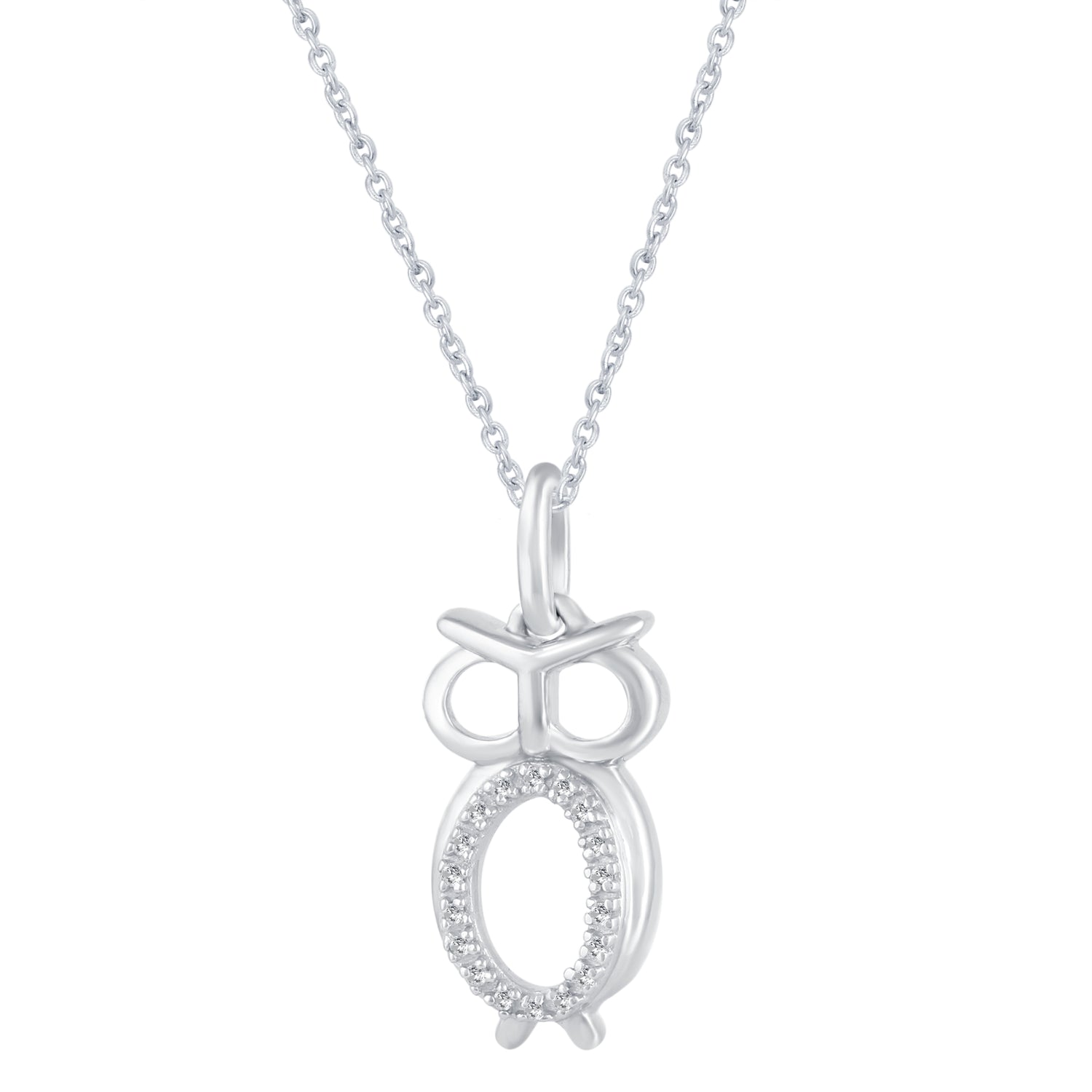 1/20 Ctw Owl Wisdom Pendant Necklace with Natural Round Diamonds Set in 925 Sterling Silver animal holiday gift birthday