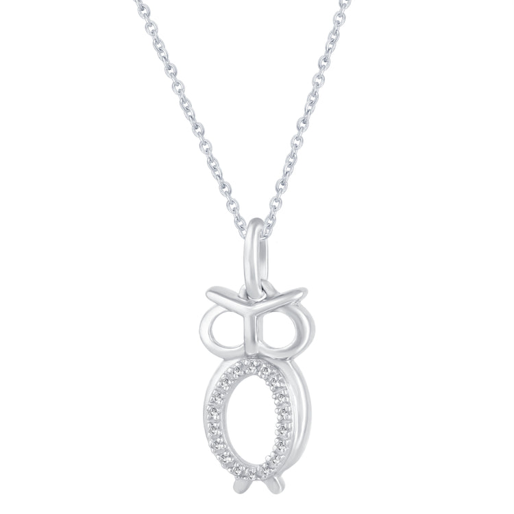 1/20 Ctw Owl Wisdom Pendant Necklace with Natural Round Diamonds Set in 925 Sterling Silver animal holiday gift birthday