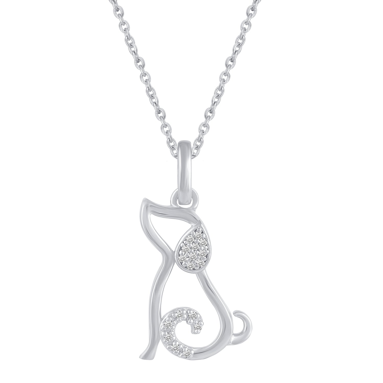 1/20 Ctw Dog Puppy Pendant Necklace with Natural Round Diamonds Set in 925 Sterling Silver birthday holiday valentine gift