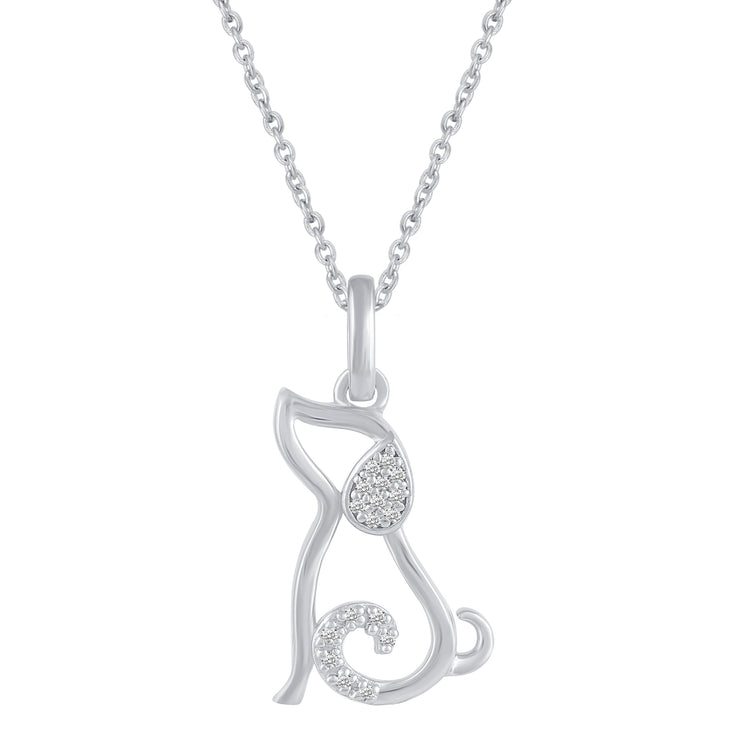 1/20 Ctw Dog Puppy Pendant Necklace with Natural Round Diamonds Set in 925 Sterling Silver birthday holiday valentine gift