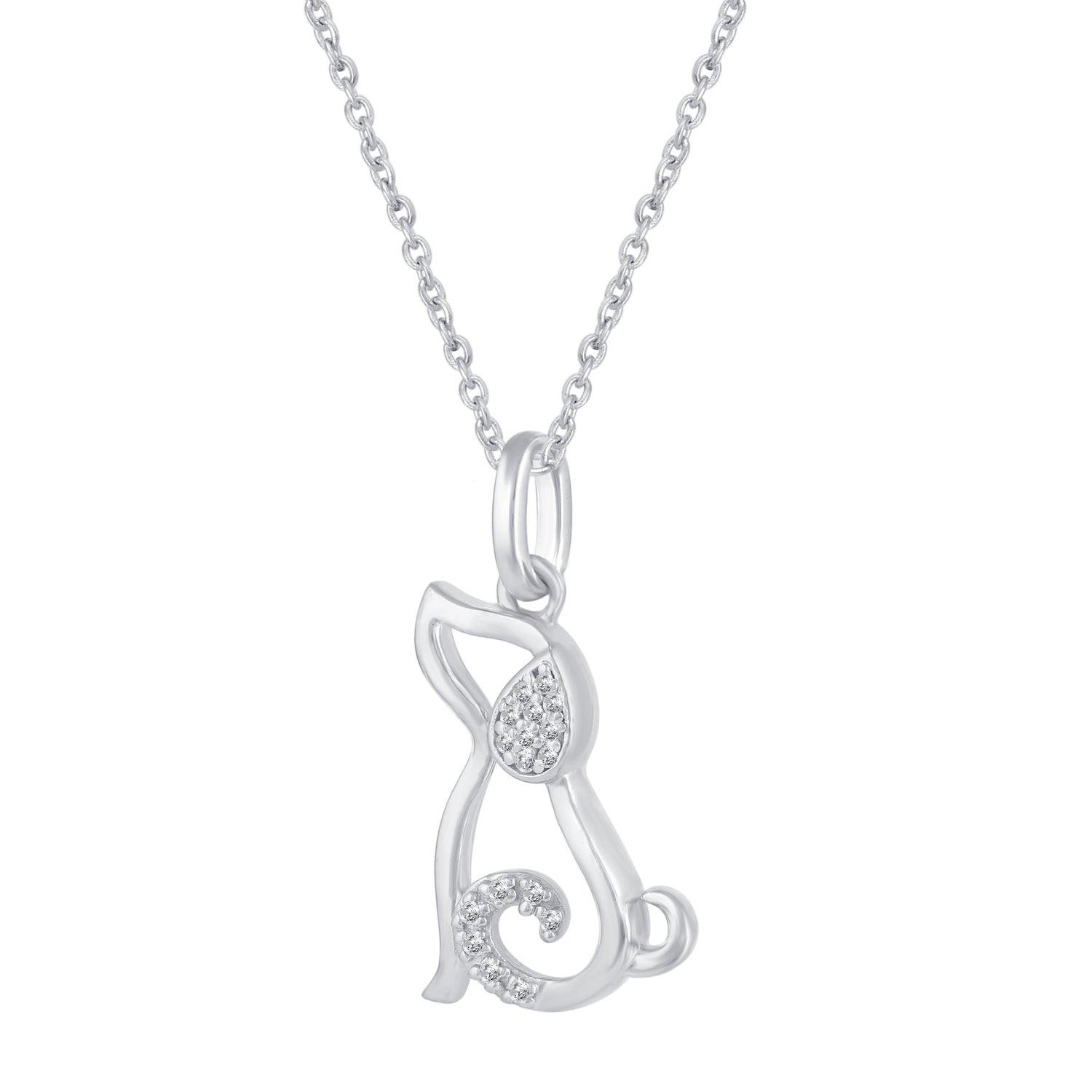 1/20 Ctw Dog Puppy Pendant Necklace with Natural Round Diamonds Set in 925 Sterling Silver birthday holiday valentine gift