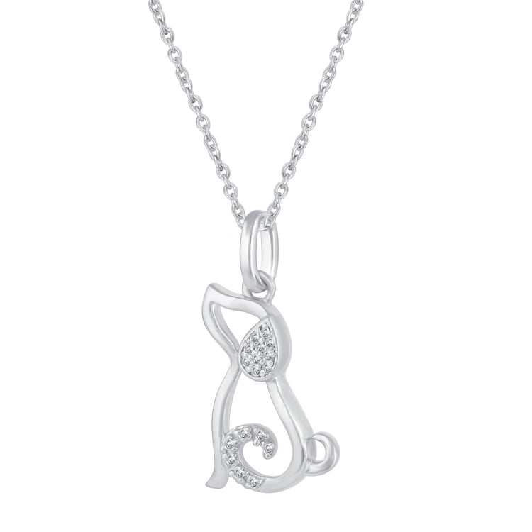 1/20 Ctw Dog Puppy Pendant Necklace with Natural Round Diamonds Set in 925 Sterling Silver birthday holiday valentine gift