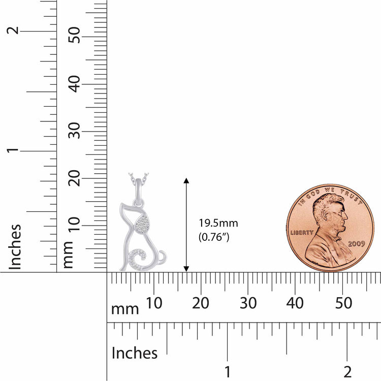 1/20 Ctw Dog Puppy Pendant Necklace with Natural Round Diamonds Set in 925 Sterling Silver