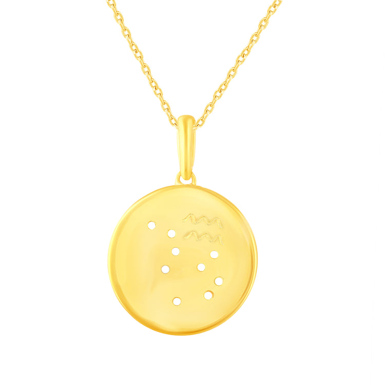 1/20 Cttw Diamond Zodiac Halo Pendant Necklace set in 925 Sterling Silver 14K Yellow Gold Plating
