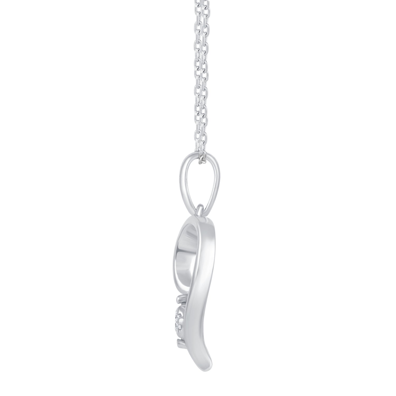 1/6 Cttw Natural Diamond Open Heart Swirl Floating Stone Pendant Necklace set in 925 Sterling Silver