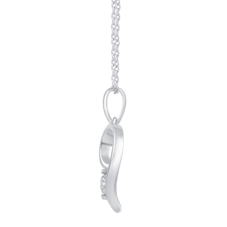 1/6 Cttw Natural Diamond Open Heart Swirl Floating Stone Pendant Necklace set in 925 Sterling Silver