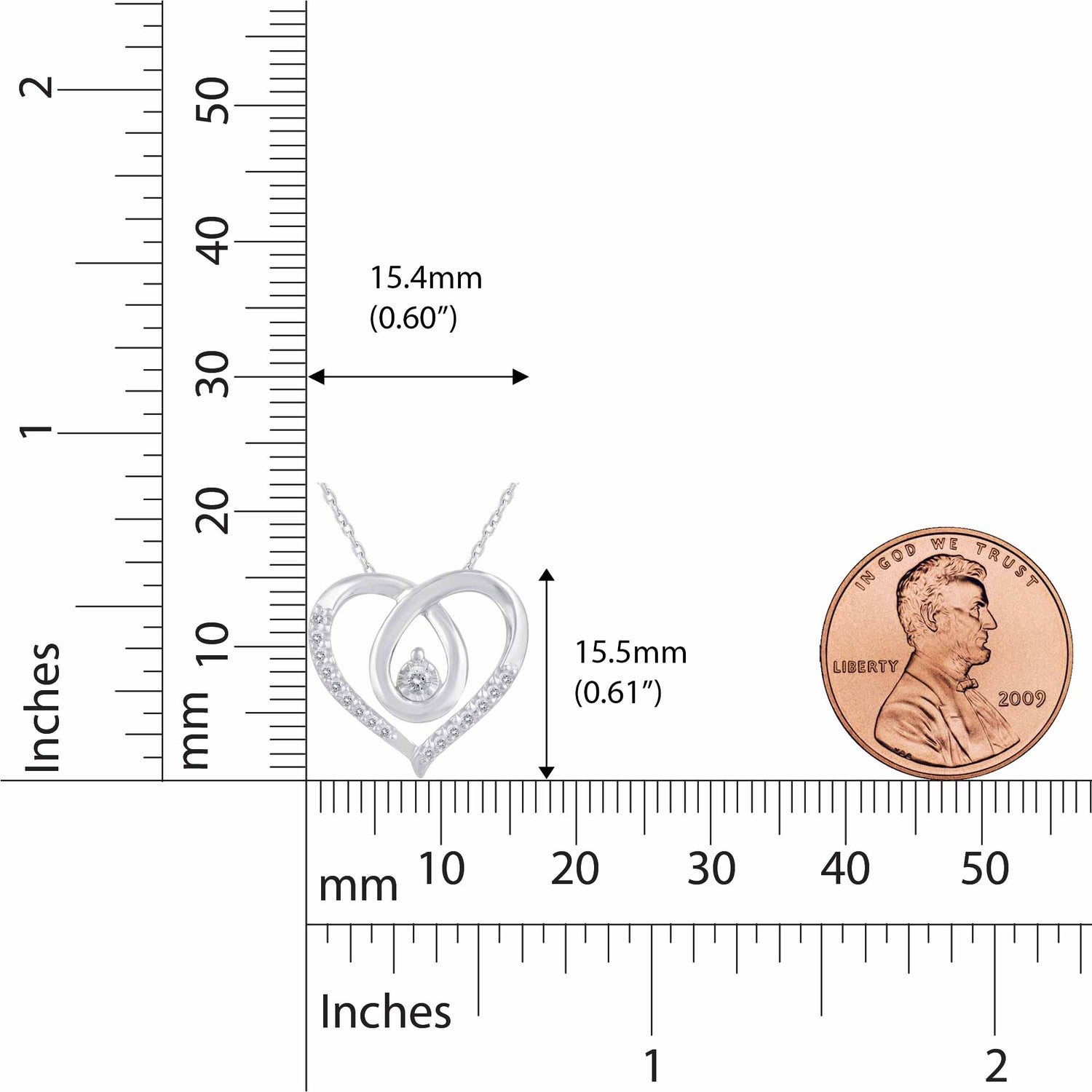 1/8 Cttw Natural Diamond Open Cross Heart Floating Stone Pendant Necklace set in 925 Sterling Silver