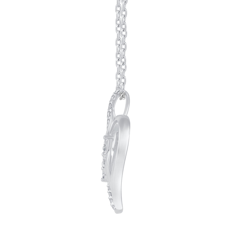 1/4 Cttw Natural Diamond Open Heart Trilogy Pendant Necklace set in 925 Sterling Silver