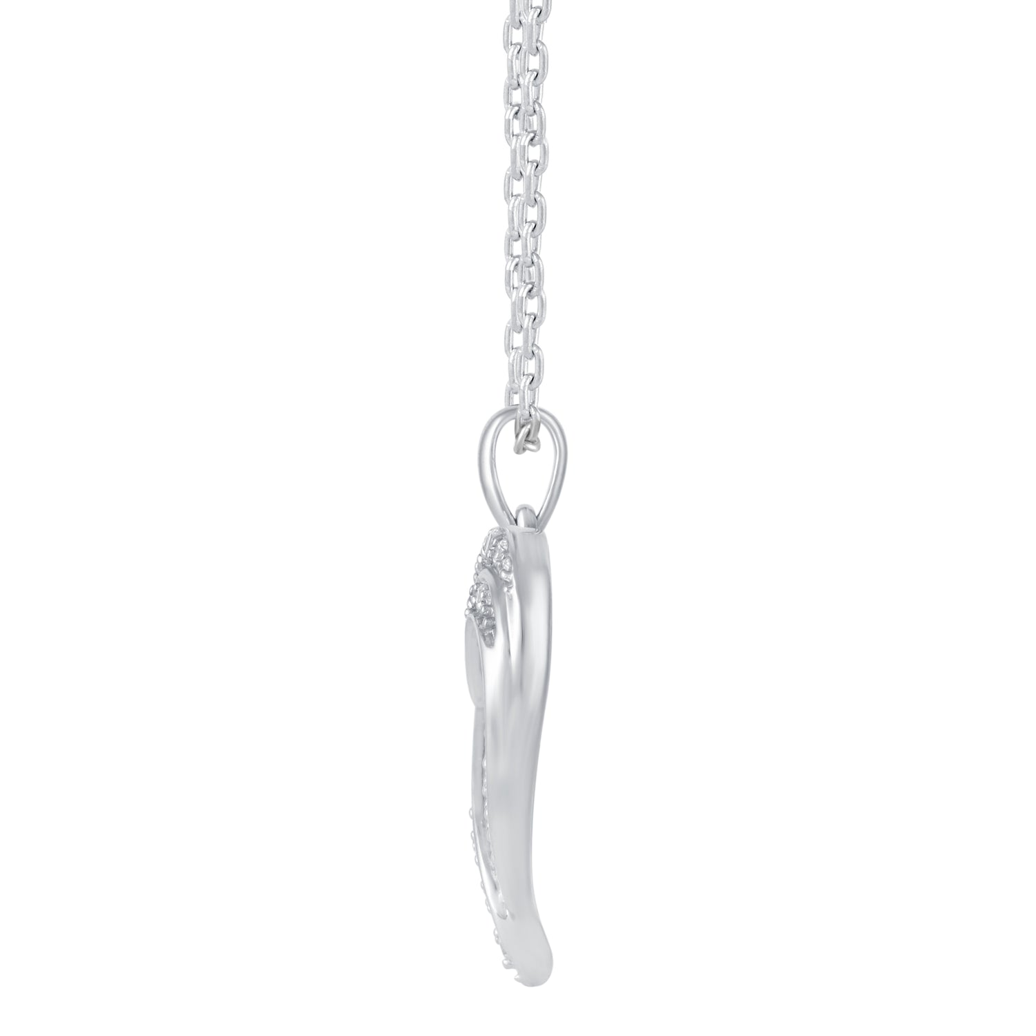 1/2 Cttw Natural Diamond Double Row Open Heart Pendant Necklace set in 925 Sterling Silver