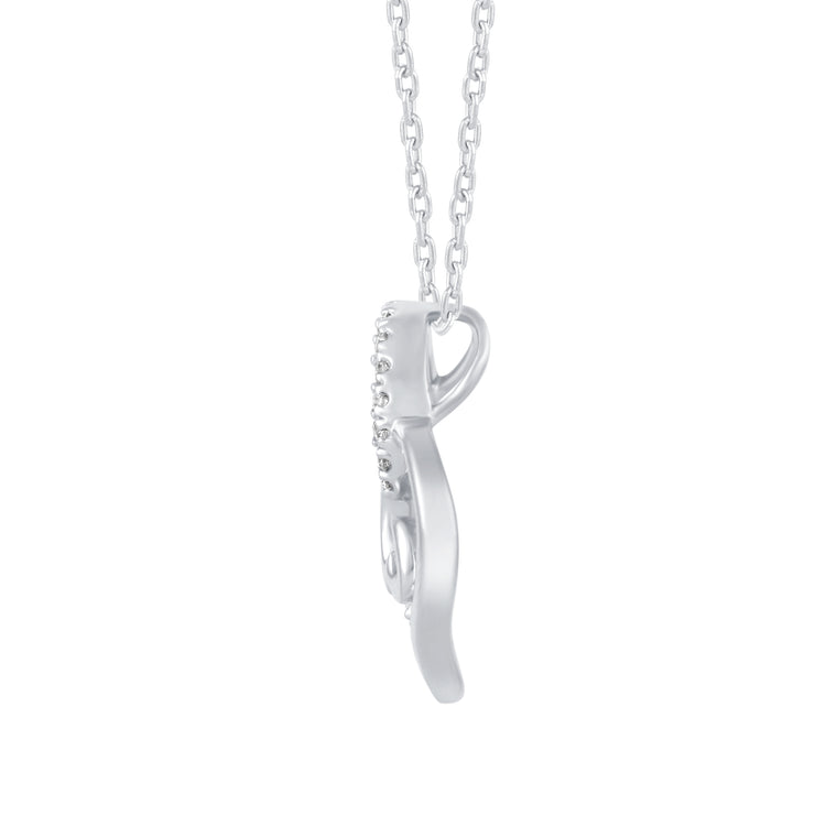 1/4 Cttw Diamond Double Wind Open Heart Pendant Necklace set in 925 Sterling Silver