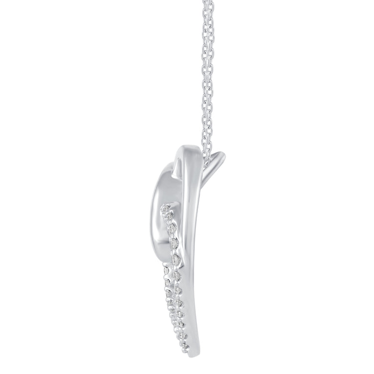 1/4 Cttw Diamond Twin Heart Pendant Necklace set in 925 Sterling Silver