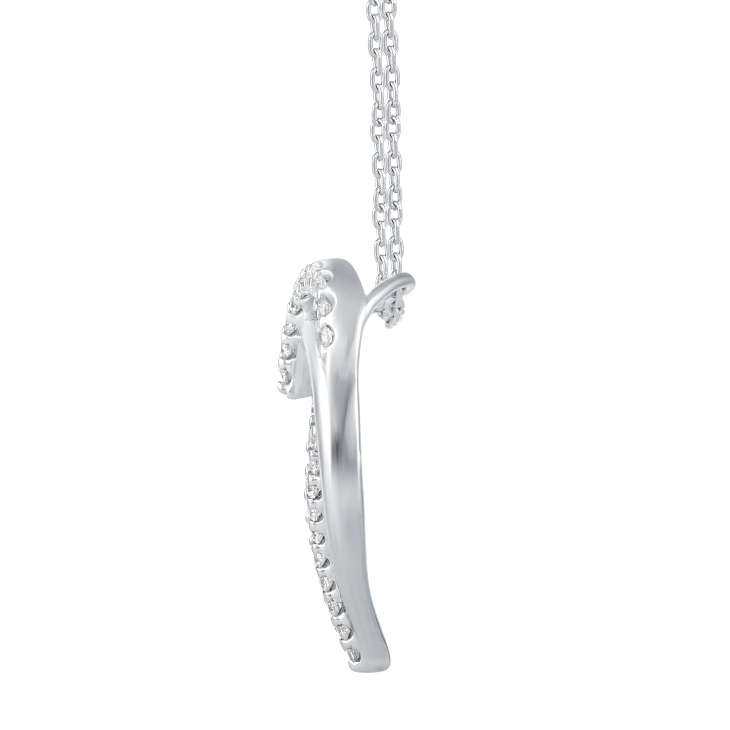 1/4 Cttw Diamond Double Heart Entwined Pendant Necklace set in 925 Sterling Silver