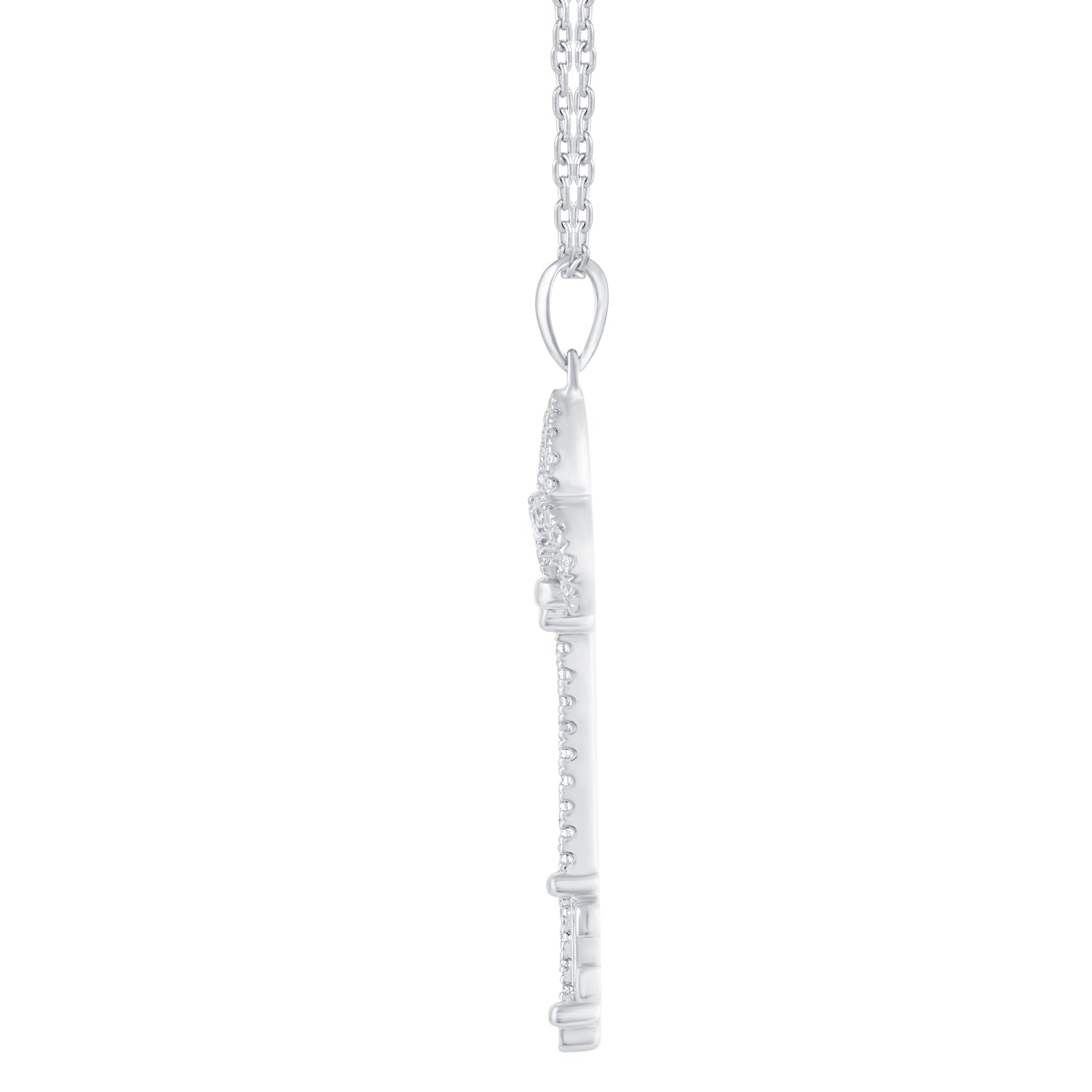 1/5 Cttw Diamond Key Enchanted Pendant Necklace set in 925 Sterling Silver