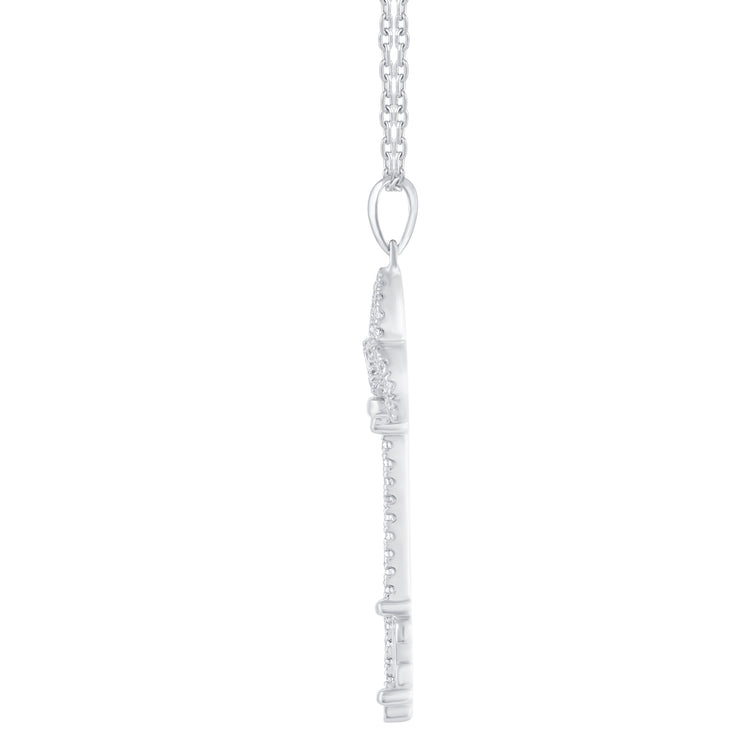 1/5 Cttw Diamond Key Enchanted Pendant Necklace set in 925 Sterling Silver