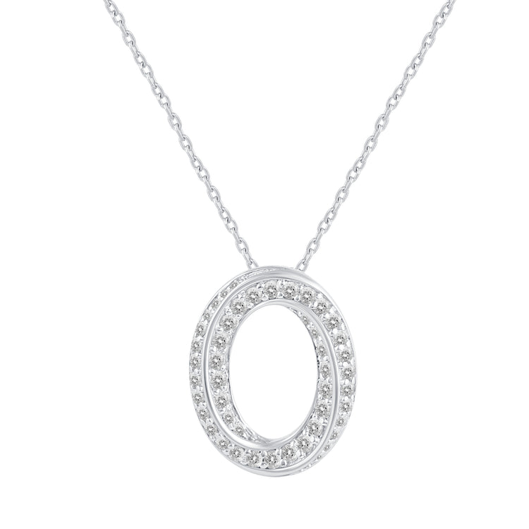 1/2 Cttw Diamond Open Pave Twisted Pendant Necklace set in 925 Sterling Silver (Select Design) oval round square marquise