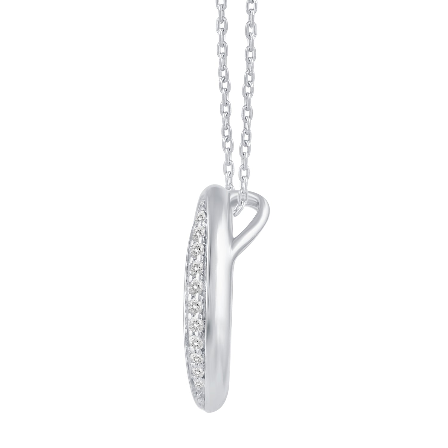1/2 Cttw Diamond Oval Pave Twisted Infinity Pendant Necklace set in 925 Sterling Silver