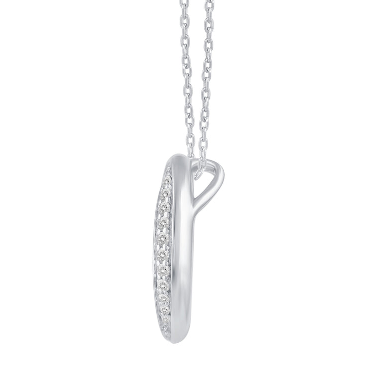 1/2 Cttw Diamond Open Pave Twisted Pendant Necklace set in 925 Sterling Silver (Select Design) oval round square marquise
