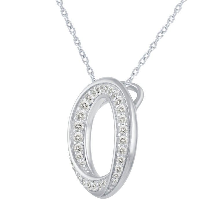 1/2 Cttw Diamond Open Pave Twisted Pendant Necklace set in 925 Sterling Silver (Select Design) oval round square marquise
