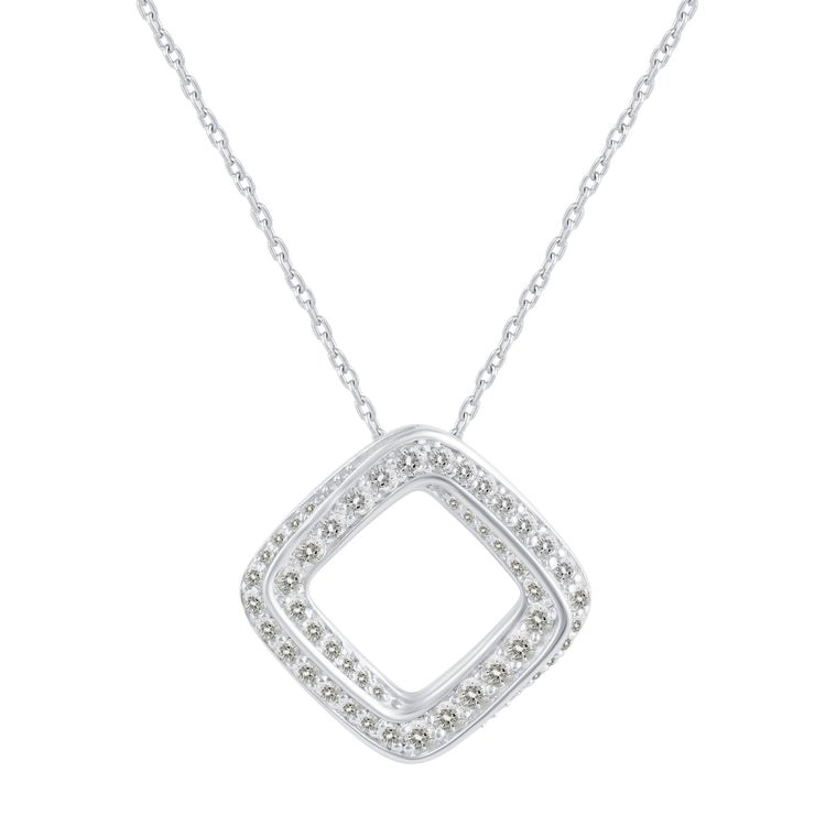 1/2 Cttw Diamond Square Pave Twisted Infinity Pendant Necklace set in 925 Sterling Silver
