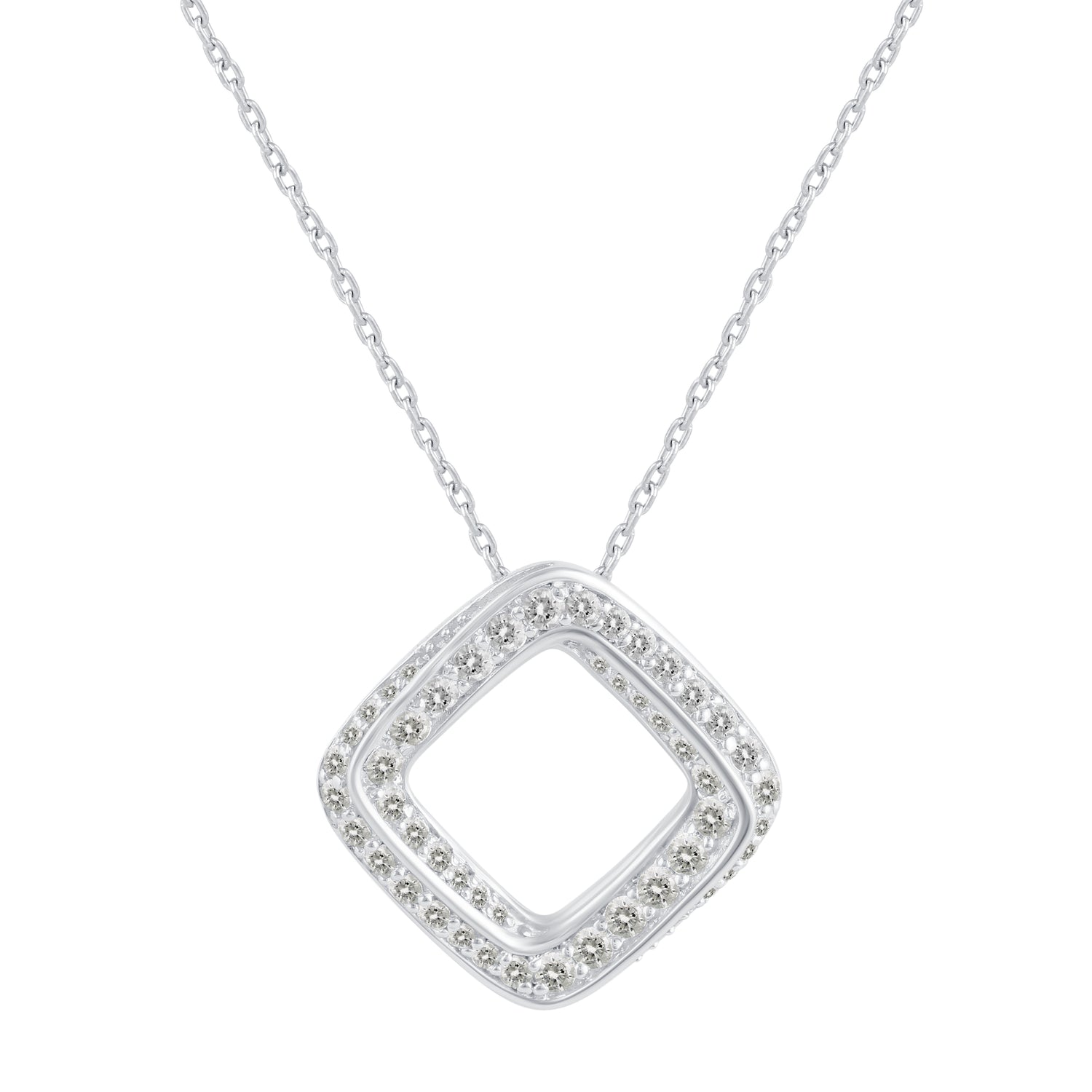 1/2 Cttw Diamond Open Pave Twisted Pendant Necklace set in 925 Sterling Silver (Select Design) oval round square marquise