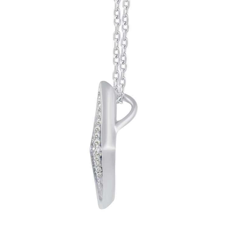 1/2 Cttw Diamond Open Diamond Shape Pave Twisted Pendant Necklace set in 925 Sterling Silver