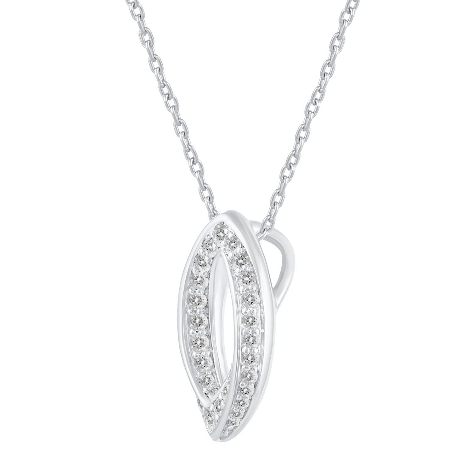 1/2 Cttw Diamond Open Pave Twisted Pendant Necklace set in 925 Sterling Silver (Select Design) oval round square marquise